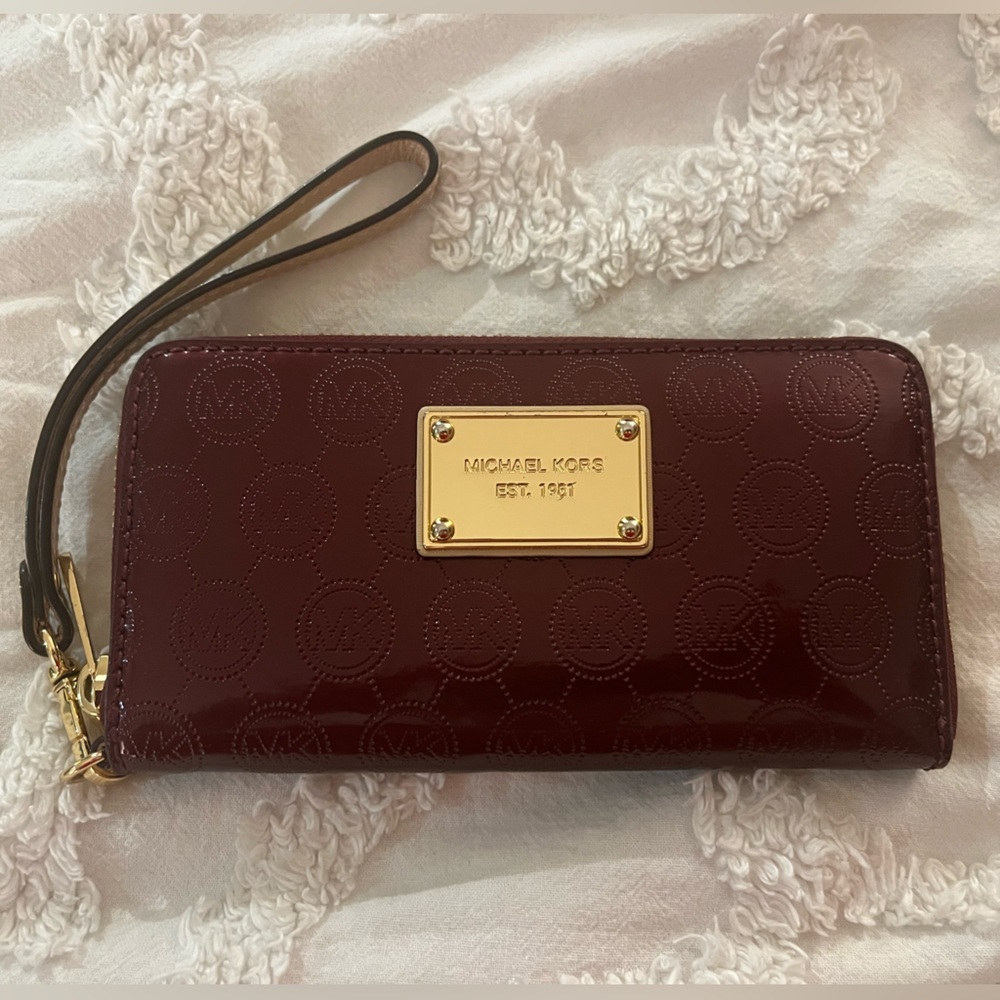 Metallic maroon Michael Kors Wallet/Wristlet